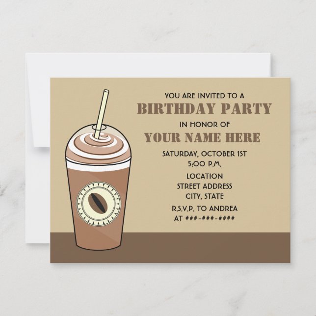 Invitation glacée de fête d'anniversaire de café (Devant)