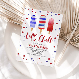 Invitation Glaces à sucer Let's Chill Rouge Blanc Bleu Annive