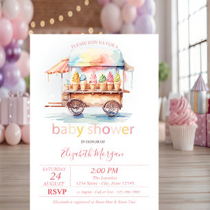 Invitation Glaces Fête de bébé pois