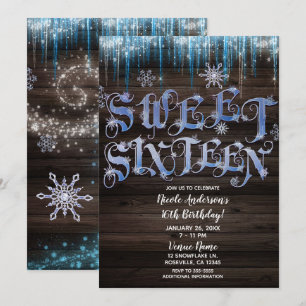 Invitation Glaçons Gelés Merveilleux Hiver Seize Sweet 16 Dix