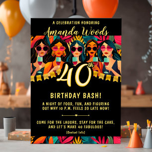 Invitation Glam 40e anniversaire bash avec chic filles nuit