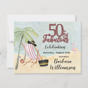 Invitation Glam 50 & Fabulous Beach Scene Party