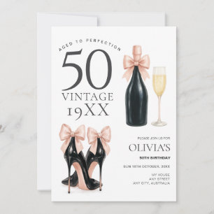 Invitation Glam 50e anniversaire Champagne «Vieilli à la perf