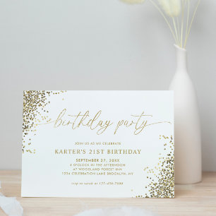 Invitation Glam blanc minimum Confetti or adulte Anniversaire