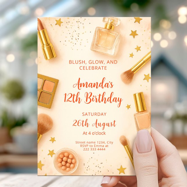 Invitation Glam Blush and Glow Birthday Party (Créateur téléchargé)
