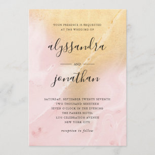 Invitation Glam Blush rose et or marbre look   Mariage