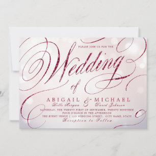 Invitation Glam burgundy calligraphie vintage mariage