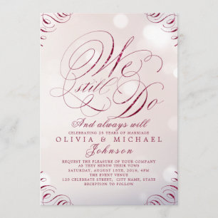 Invitation Glam burgundy calligraphie vintage NOUS LE FAISONS