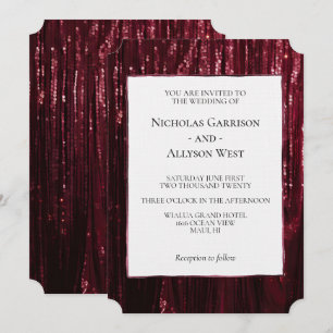 Invitation Glam Burgundy Red Glitzy Mariage