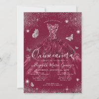 Glam Burgundy Rouge Argent Parties scintillant Gow