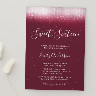 Invitation Glam Burgundy Sweet 16