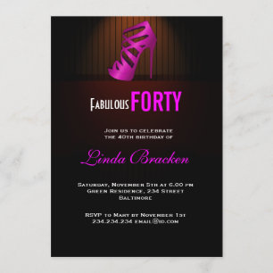 Invitation Glam Chic Pink High Heel Fabulous Quarty Invitatio