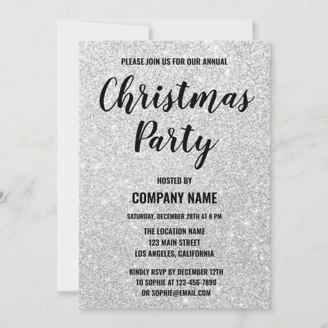 Invitation Glam Company Fête Fête Argent Parties scintillant  (Devant)