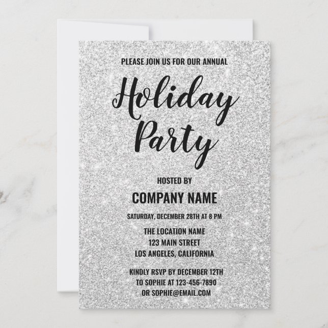 Invitation Glam Company Fête Fête Argent Parties scintillant  (Devant)
