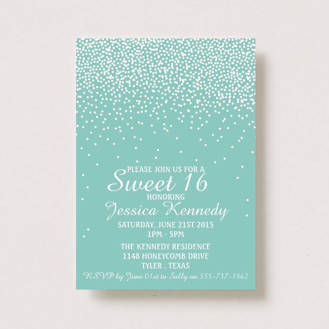 Invitation Glam Confetti Sweet moderne 16 Anniversaire (Créateur téléchargé)