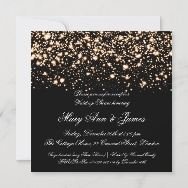 Invitation Glam de minuit doré Wedding shower de Couple (Devant)