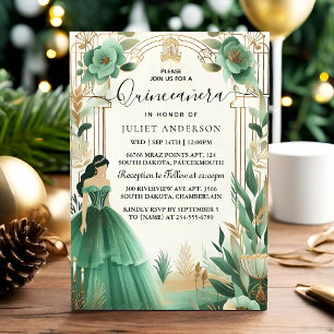 Invitation Glam Emerald Green Quinceanera