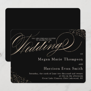 Invitation Glam Faux Gold Speckle Mariage de script