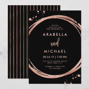 Invitation Glam Faux Rose Gold Look on Black  Mariage