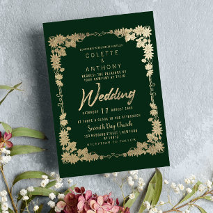Invitation Glam forêt vert or cadre floral cadre frontière Ma