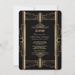 Invitation Glam Gold 1920's Great Gatsby 1920 Réception Invi