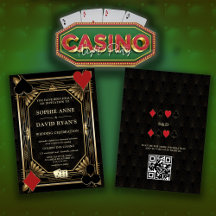 Glam Gold Art Deco Casino QR Code Poker Mariage