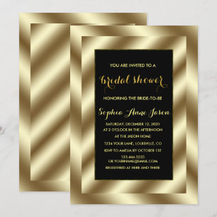 Invitation Glam Gold Foil et Black Fête des mariées Invitatio