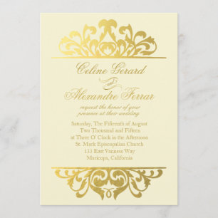 Invitation Glam Gold Foil Mariage   or d'ivoire