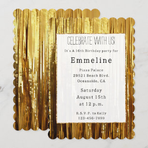 Invitation Glam Gold Glitzy Sparkhe Stripes