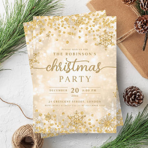 Invitation Glam Gold Hiver Diamants de neige Noël
