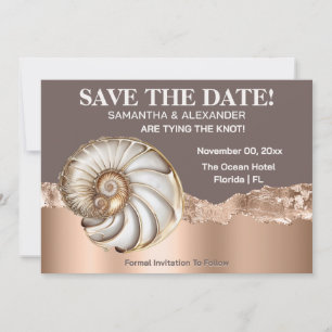 Invitation Glam Gold ivoire Coquillage de Conque Plage Faire