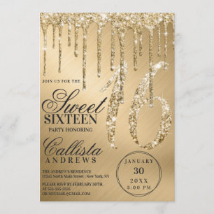 Invitation Glam Gold Parties scintillant métalliques doux 16