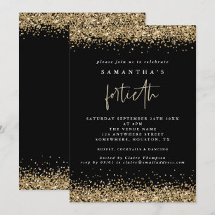 Invitation Glam Gold Parties scintillant quarantième partie N
