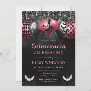 Invitation Glam Halloween Ornements Quinceanera
