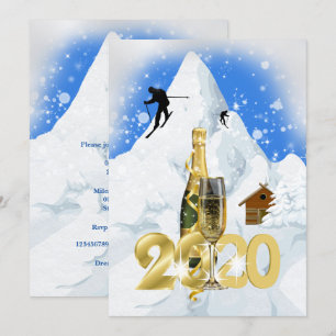 Invitation Glam hiver ski alpes chalet champagne