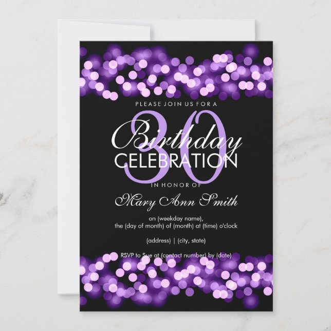 Invitation Glam Hollywood violet 30e anniversaire (Devant)