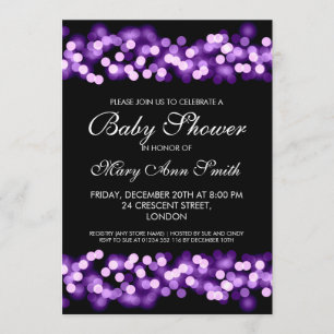 Invitation Glam hollywoodien violet Baby shower élégant