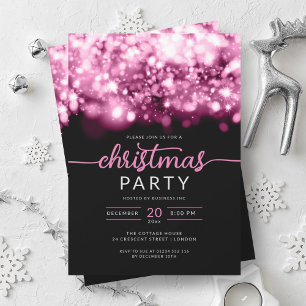 Invitation Glam Hot Pink Winter Sparkings Company Fête de Noë