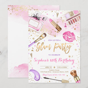 Invitation Glam Makeup Anniversaire du Parti Blush Pink Spa