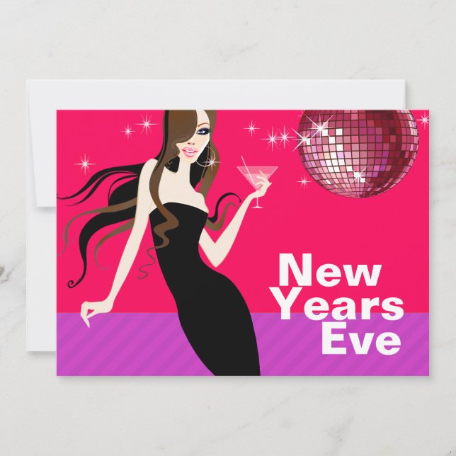 Invitation Glam New Years Eve Party - petite robe noire (Devant)