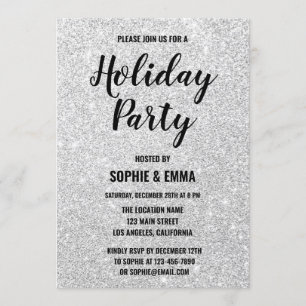 Invitation Glam Noël Fête de Noël Silver Parties scintillant 