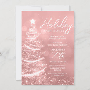 Invitation GLAM Noël Holiday Open House Rose Gold