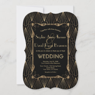 Invitation Glam Old Hollywood Gold Black Great Gatsby Mariage