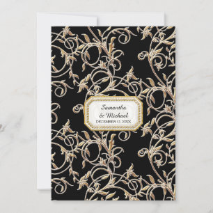 Invitation Glam Old Hollywood Regency Black Cravate off White