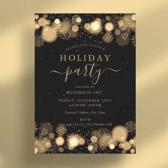 Invitation Glam Or Formel Fête de l'entreprise (Formal Gold Glam Corporate Holiday Party Invitation)