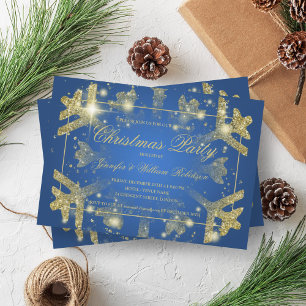 Invitation Glam or Parties scintillant Flocon de neige Noël F