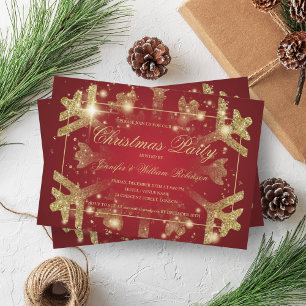 Invitation Glam or Parties scintillant Flocon de neige Noël F
