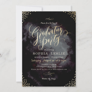 Invitation Glam partie de graduation de calligraphie en or no