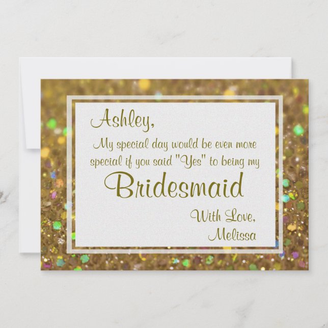 Invitation Glam Parties scintillant D'Or Serez-Vous Ma Servan (Devant)
