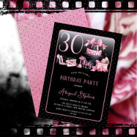 Glam Pink Black Fashion 30th Birthday Party